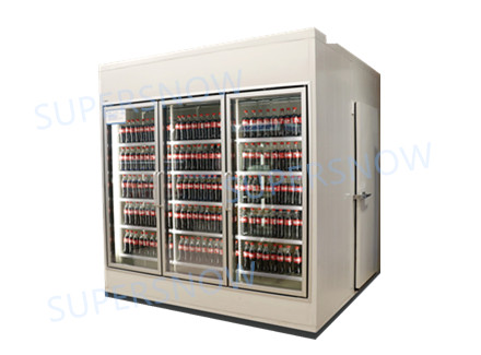 Front glass door display back load cold storage room