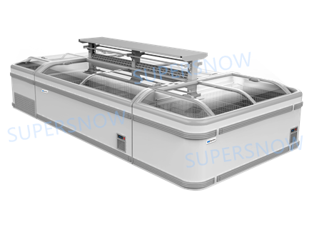 Plug-in Curved Glass Island Freezer