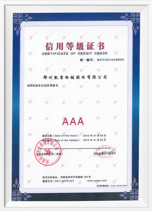 Certificate of Credit Grade